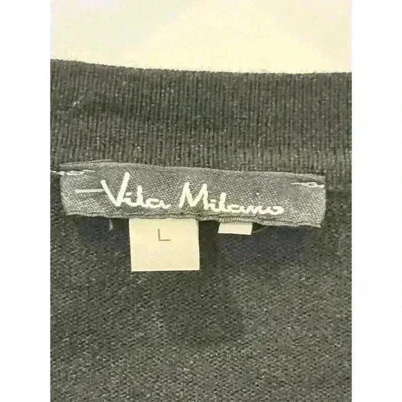 Vila Milano Women’s Light Sweater Black Sz L Soft Wool Blend Pleated Cuffs - Picture 3 of 3